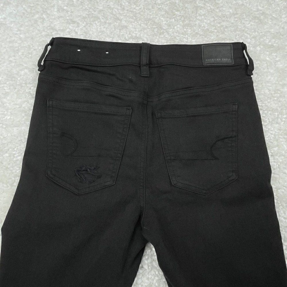 American Eagle Next Level Stretch Super Hi Rise Jegging Black Distress - Picture 9 of 11